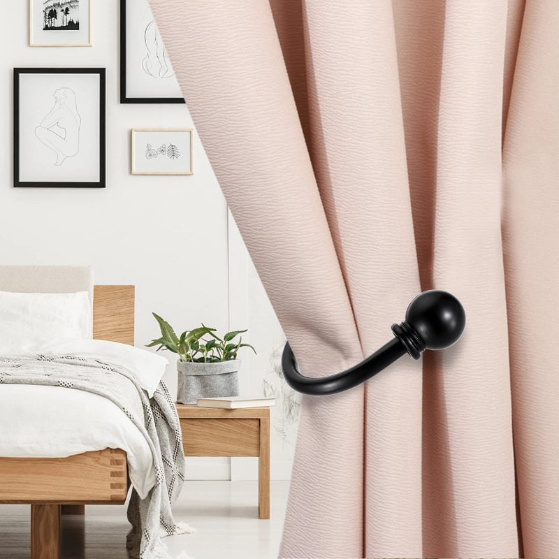 Sumnacon Set of 2 Metal Decorative Curtain Holdbacks, Wall Mounted Window Drapery Tiebacks for Bedroom, Livingroom, Office Come with Screws, Black - Image 4
